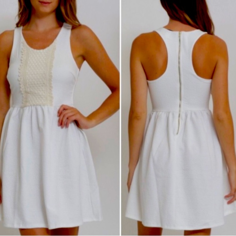 NWT white waffle knot and crochet dress